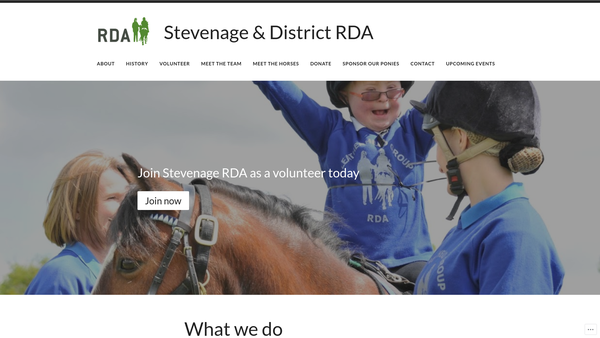 Screenshot of the Stevenage And District Riding For The Disabled Association website