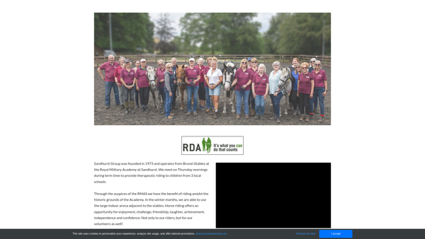 Screenshot of the Sandhurst Group Riding For The Disabled Association website