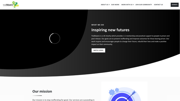 Screenshot of the Trailblazers Mentoring Ltd website