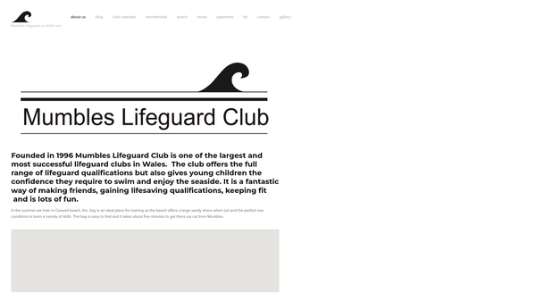 Screenshot of the Mumbles Lifeguard Club website
