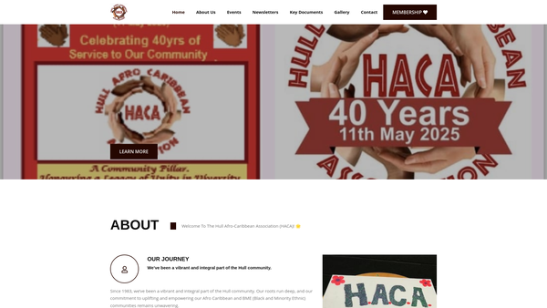 Screenshot of the The Hull Afro-Caribbean Association website