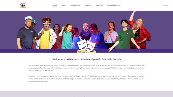 Screenshot of the Whitchurch Amateur Operatic And Dramatic Society website