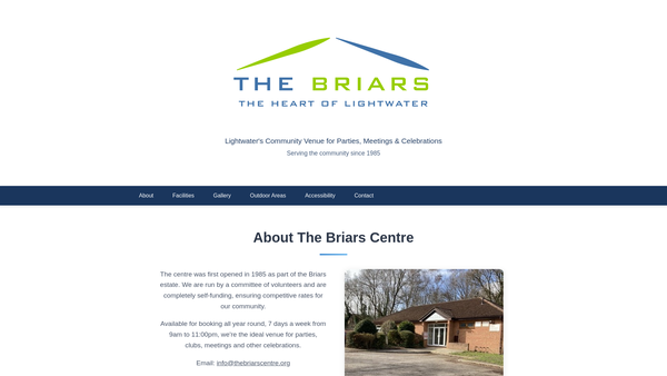Screenshot of the The Briars Centre Community Association website