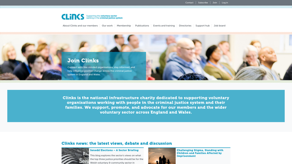 Screenshot of the Clinks website