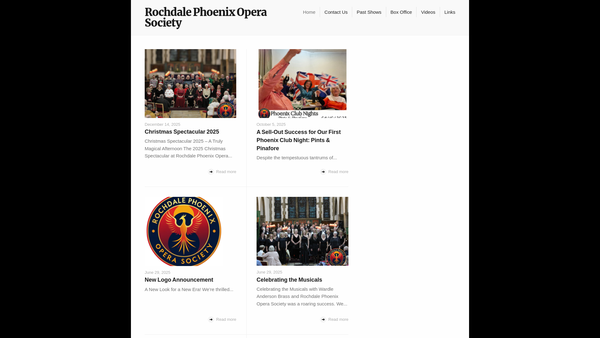 Screenshot of the Rochdale Phoenix Opera Society website