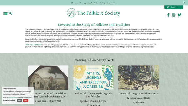 Screenshot of the The Folklore Society website