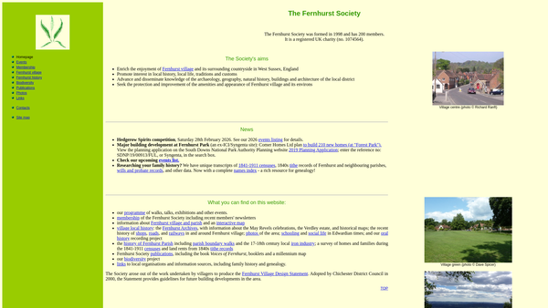 Screenshot of the The Fernhurst Society website
