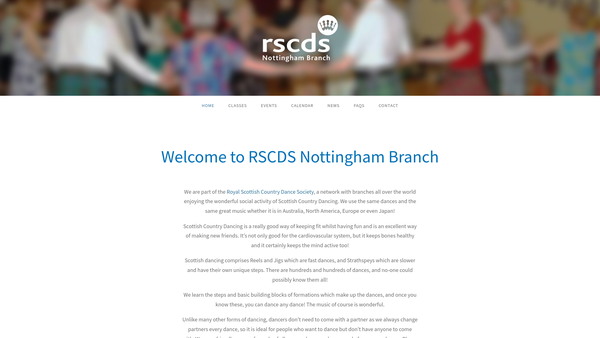 Screenshot of the The Royal Scottish Country Dance Society Nottingham Branch website
