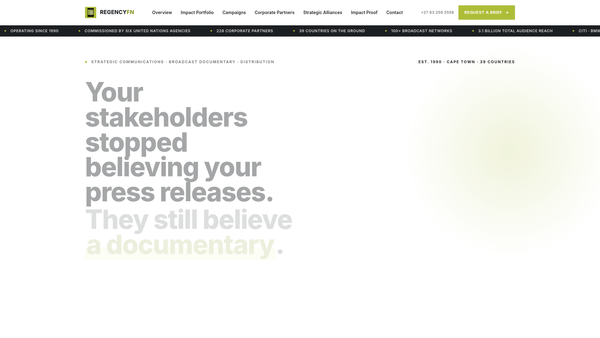 Screenshot of the Regency Foundation Networx website