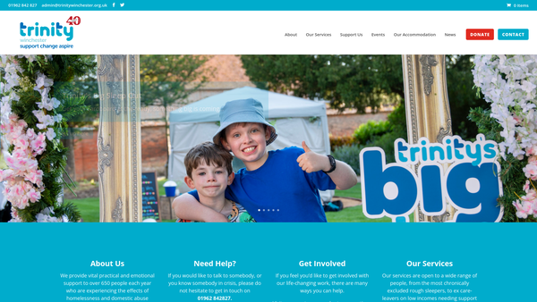 Screenshot of the Trinity Winchester website