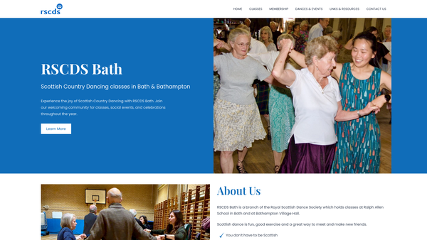Screenshot of the Royal Scottish Country Dance Society (Bath Branch) website