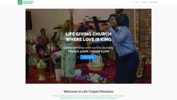 Screenshot of the Life Chapel Ministries Limited website