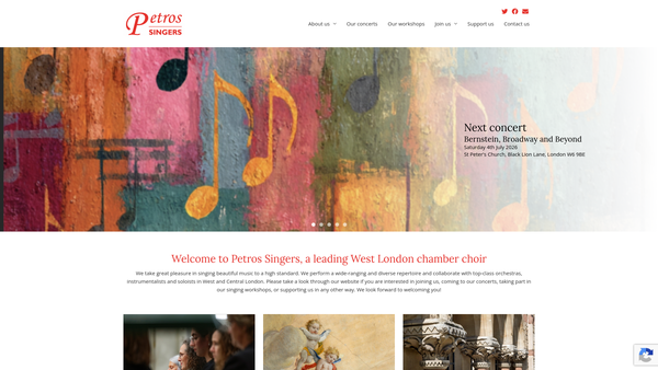 Screenshot of the Petros Singers website