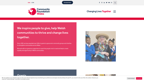Screenshot of the The Community Foundation In Wales website
