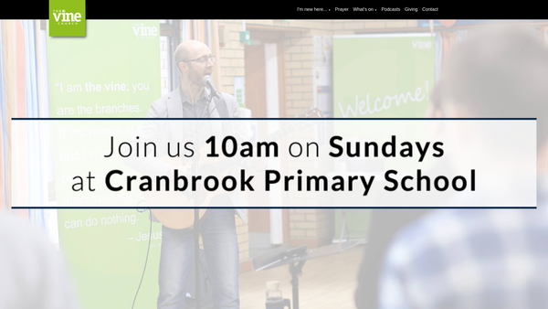 Screenshot of the The Vine Church Cranbrook website