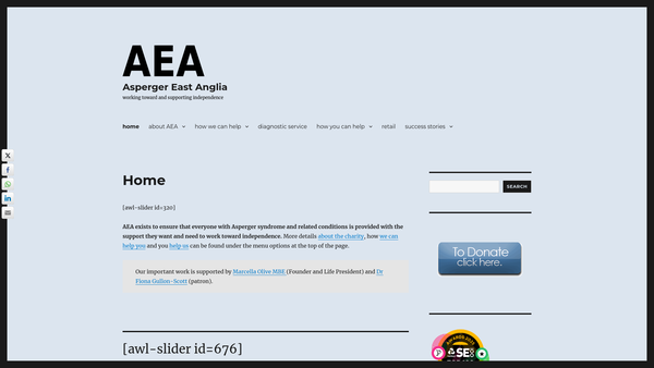 Screenshot of the Asperger East Anglia website