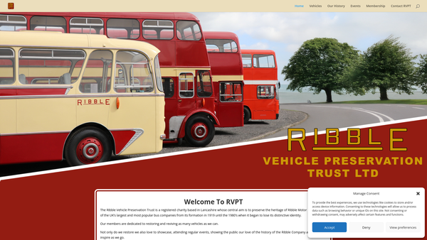 Screenshot of the Ribble Vehicle Preservation Trust Limited website