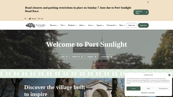 Screenshot of the The Port Sunlight Village Trust website