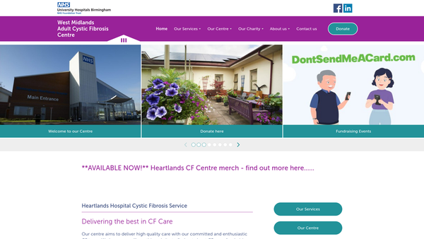 Screenshot of the Heartlands Cystic Fibrosis Centre website