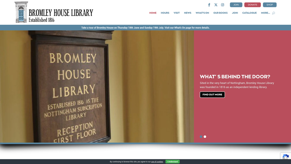 Screenshot of the Bromley House Library website
