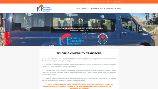 Screenshot of the Tendring Community Transport website