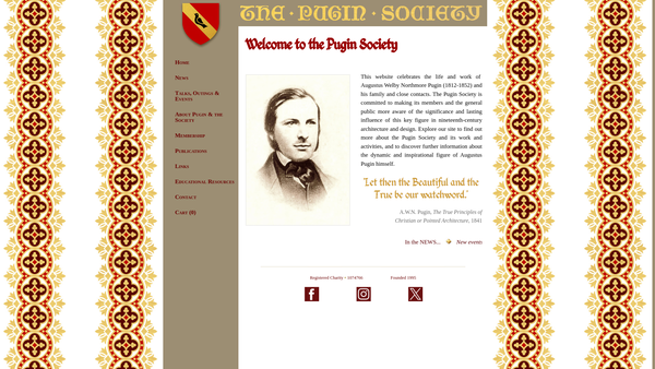 Screenshot of the The Pugin Society website