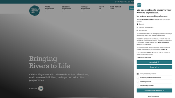 Screenshot of the The Thames Festival Trust website