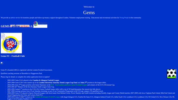 Screenshot of the Gems Outreach website
