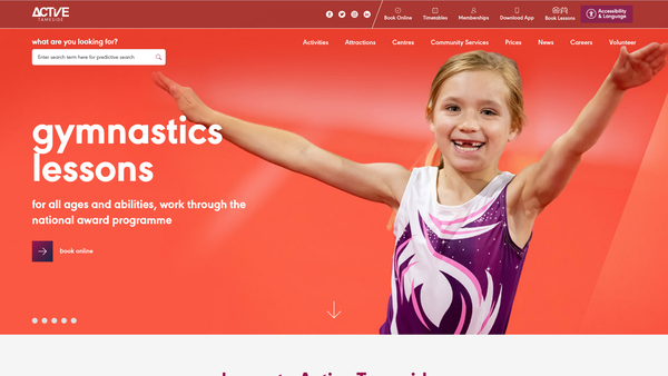 Screenshot of the Tameside Sports Trust website