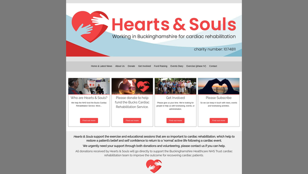 Screenshot of the Hearts And Souls website