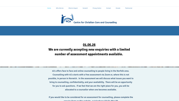 Screenshot of the Centre For Christian Care And Counselling website