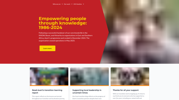 Screenshot of the Avert website