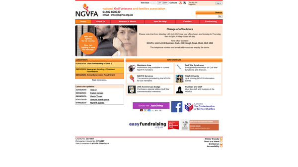 Screenshot of the The M M National Gulf Veterans And Families Benevolent Association website