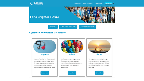 Screenshot of the Cystinosis Foundation Of The UK website
