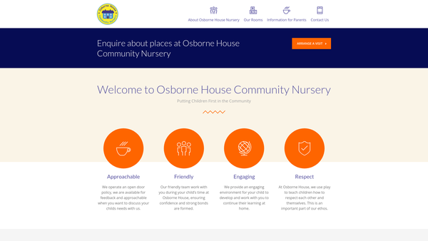 Screenshot of the Osborne House Community Nursery Ltd website