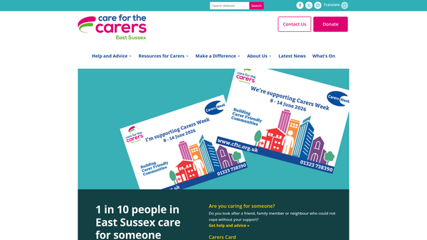 Screenshot of the Care For The Carers website
