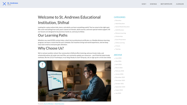 Screenshot of the St. Andrew's P.T.A. (Shifnal) website