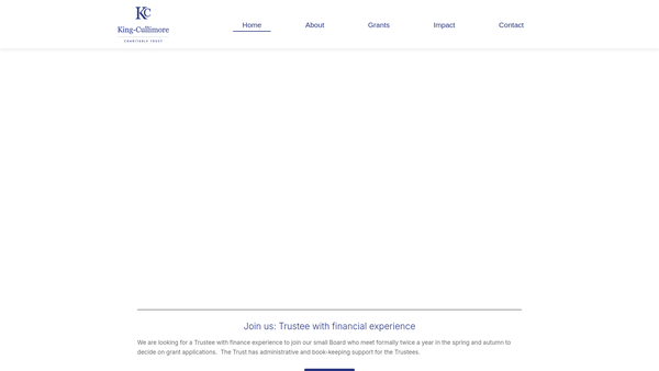 Screenshot of the King/cullimore Charitable Trust website