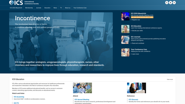 Screenshot of the The International Continence Society website