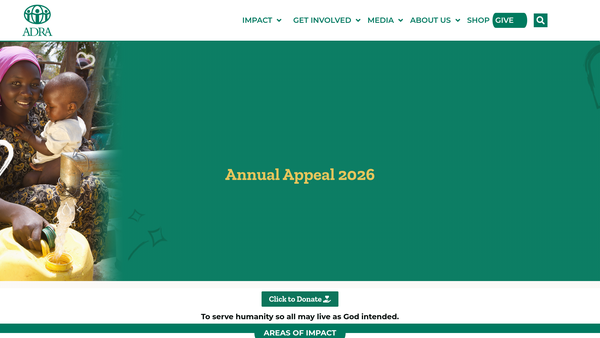 Screenshot of the Adventist Development And Relief Agency - UK website