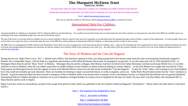 Screenshot of the The Margaret Mcewen Trust website