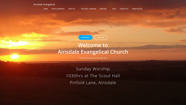 Screenshot of the Ainsdale Evangelical Church Trust website