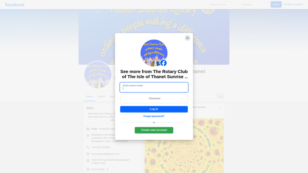 Screenshot of the Rotary Club Of The Isle Of Thanet Sunrise website