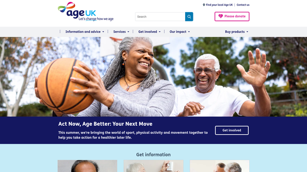Screenshot of the Age Concern Blandford Forum website