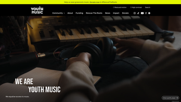 Screenshot of the The National Foundation For Youth Music website