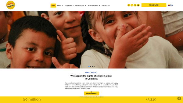 Screenshot of the Children Change Colombia website