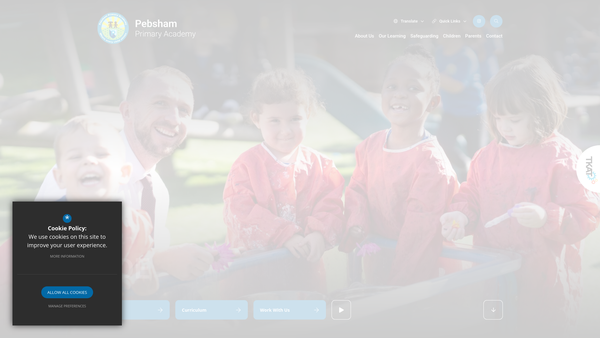 Screenshot of the Pebsham Primary Academy Parent Teacher Association website