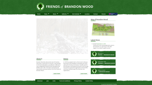 Screenshot of the Friends Of Brandon Wood website