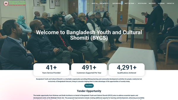 Screenshot of the Bangladesh Youth And Cultural Shomiti website