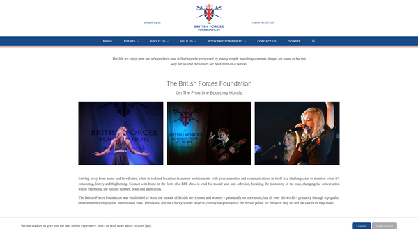 Screenshot of the British Forces Foundation website